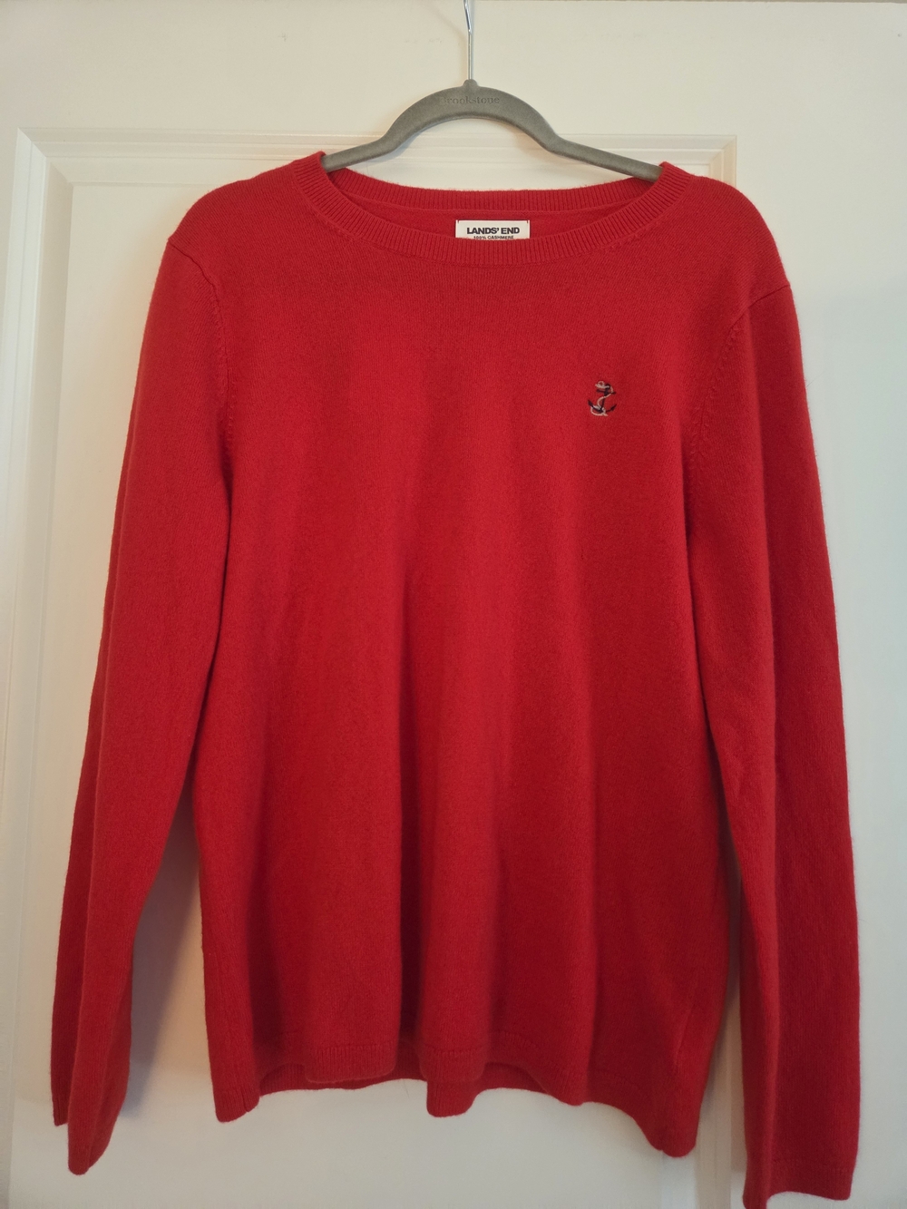 Lands' End Red Crewneck 100% Cashmere Sweater Size Large